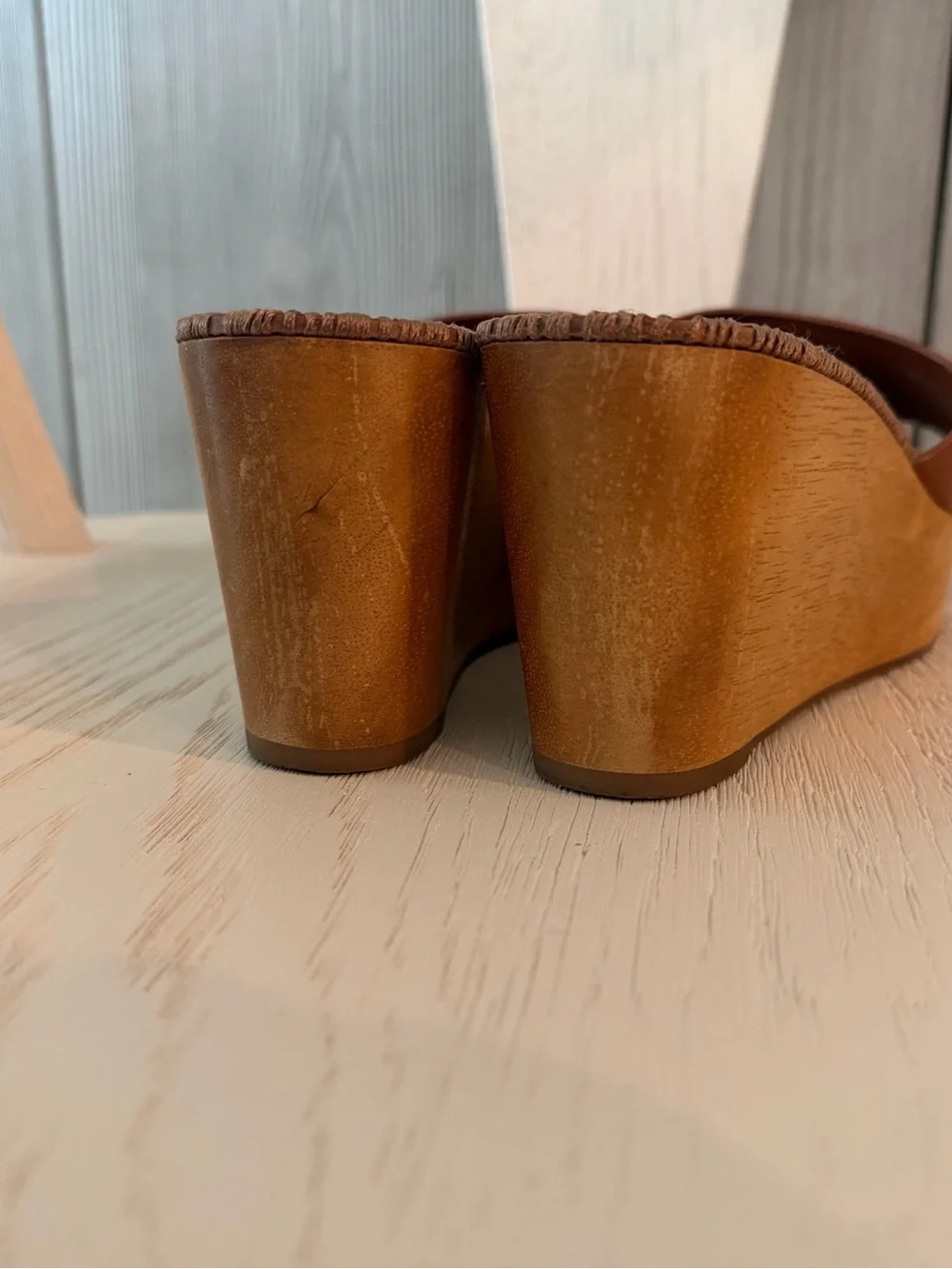 Tory Burch Patty Wedge Slide Sandals in Brown Leather